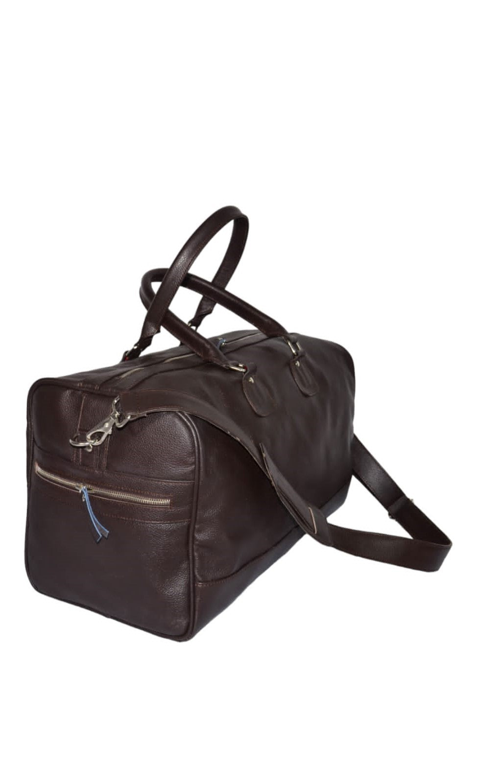 Brown Genuine Cow Leather Duffel Travel Bag, Weekender Bag