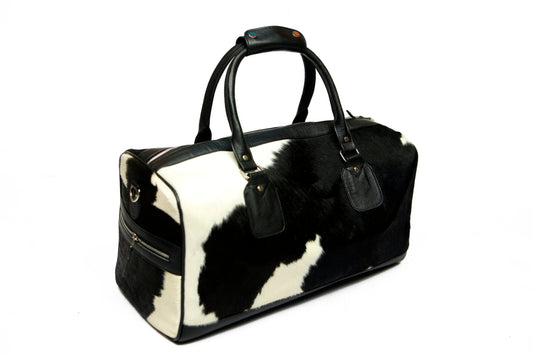 Genuine Cow Leather Duffel Travel Bag with Natural Hair on (D-03)